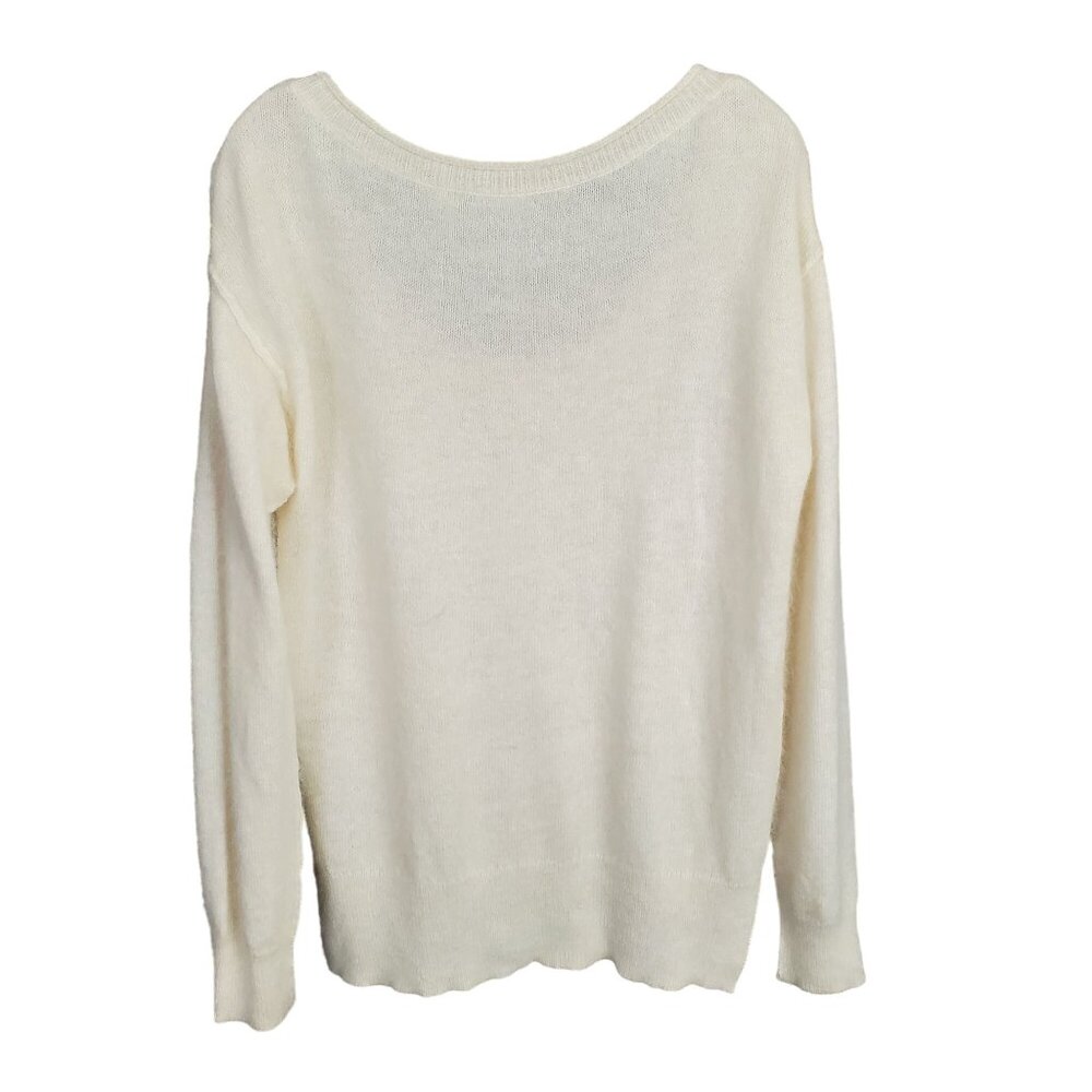 Moda International Size L Sweater Scoop Rabbit Hair Wool Blend Fuzzy Plush Cozy - Picture 3 of 9